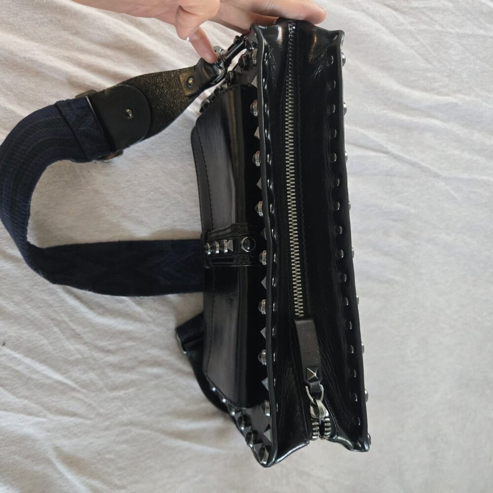 Valentino Garavani Black Rockstud Rolling Bag with Guitar Strap - Picture 2 of 7